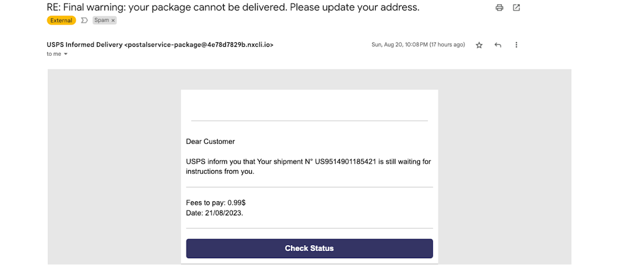 Potential Phishing Email #1