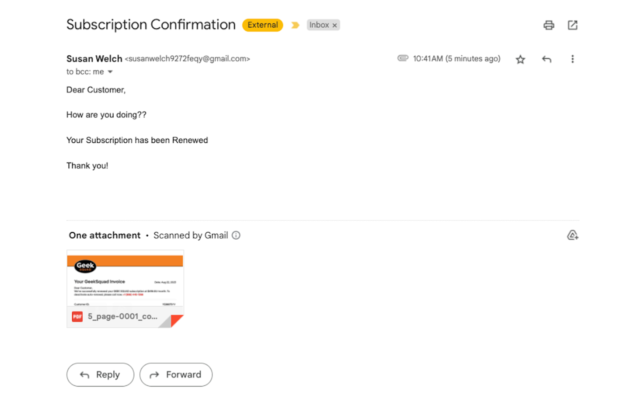 Potential Phishing Email #2